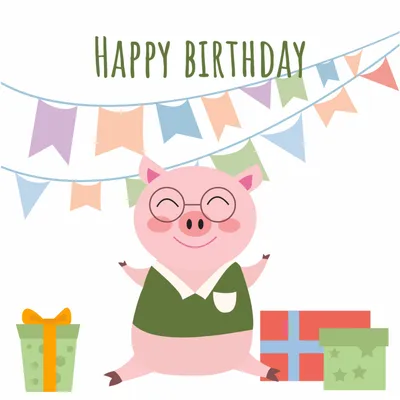 誕生日カード　豚のお父さん, 豚, お父さん, 父親, 誕生日カードテンプレート