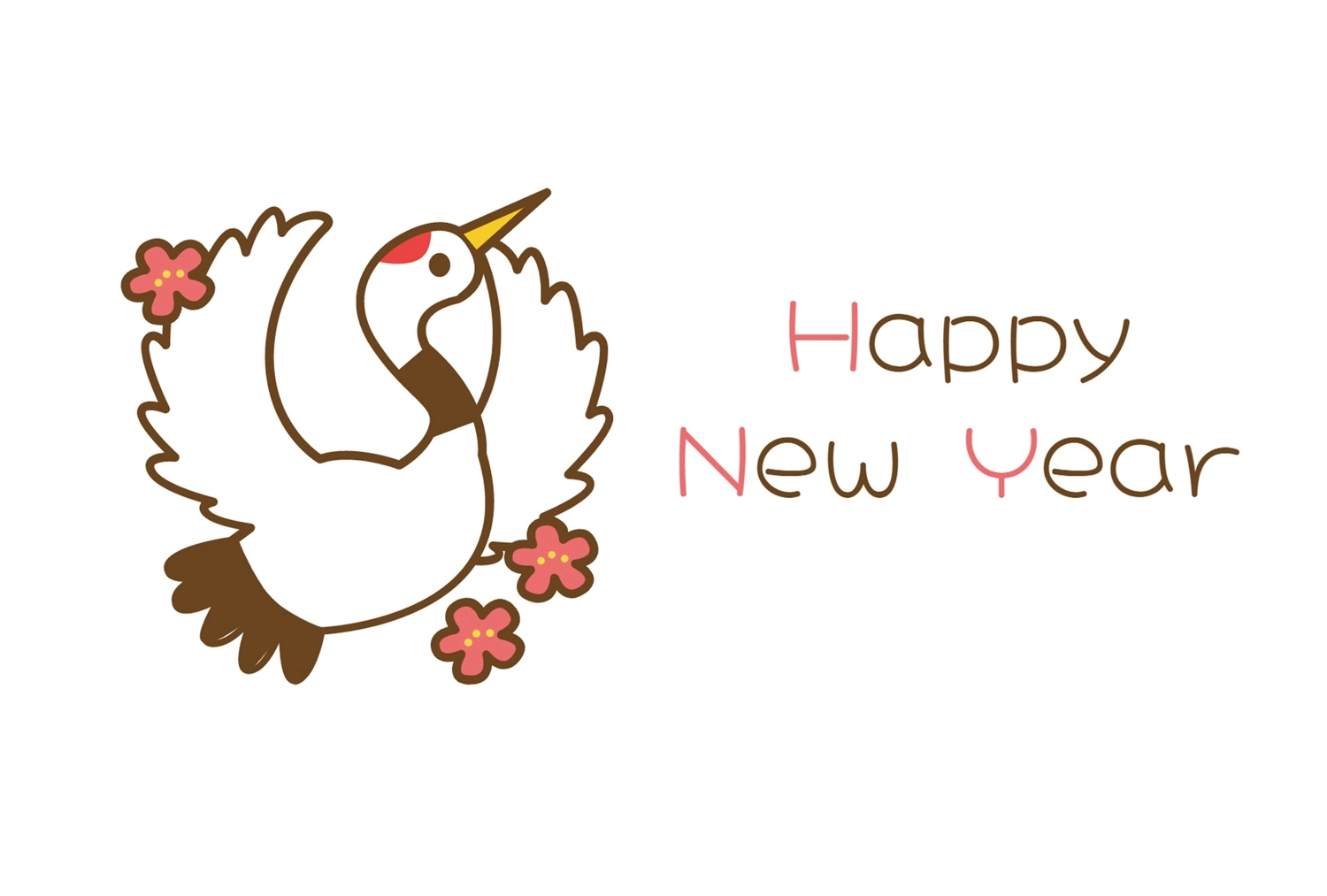 鶴の年賀状, 귀여운, 귀여운, 여백, 새해 카드 템플릿