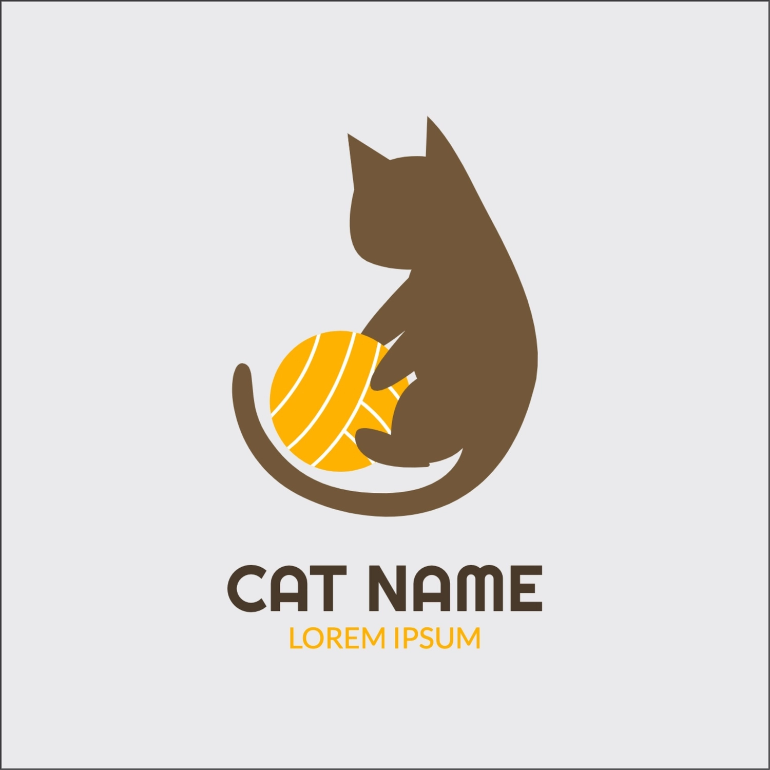 毛糸で遊ぶ猫のロゴ, おしゃれ, 作成, デザイン, ロゴテンプレート