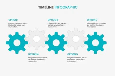 歯車のタイムラインインフォグラフィック, Infographic, template, Timeline, Infographic template