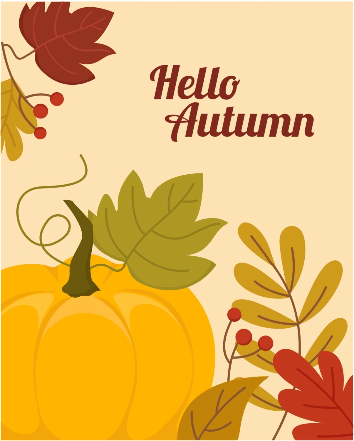 秋のグリーティングカード　かぼちゃ, もみじ, 作成, デザイン, グリーティングカードテンプレート