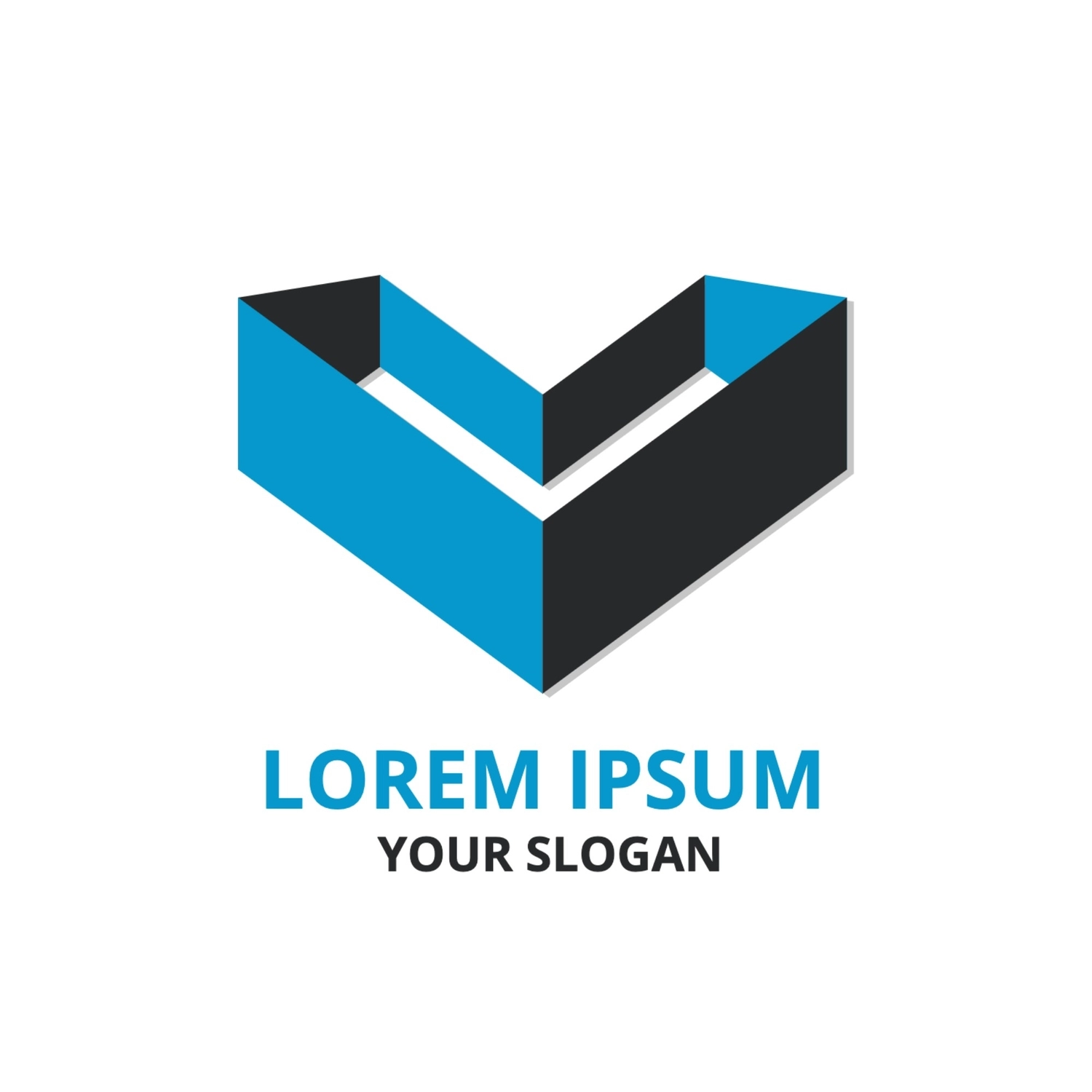立体的なL字型のロゴ, 紺色, 作成, デザイン, ロゴテンプレート