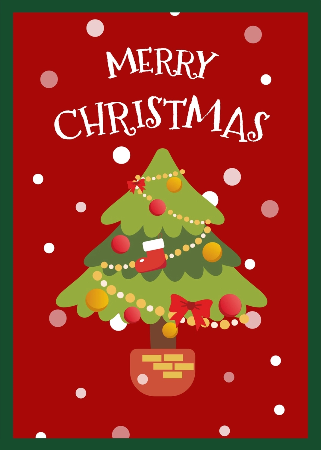 雪とクリスマスツリー, ベージュ背景, クリスマスカード, 縦, メッセージカードテンプレート