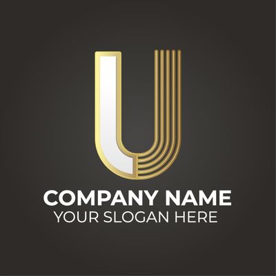 金色の「U」のロゴ, logo, Logo, Logotype, Logo template