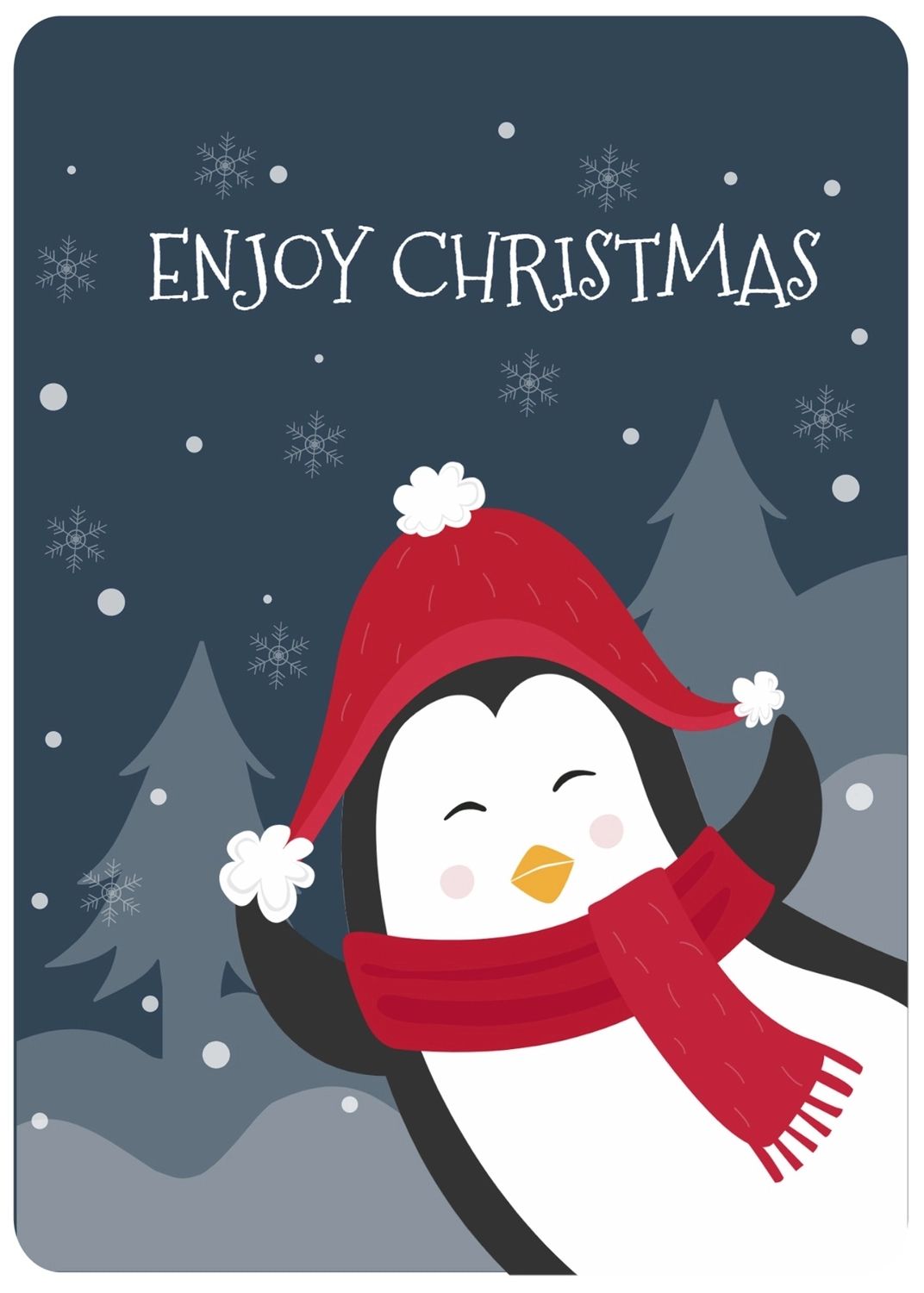 クリスマスを楽しむペンギン, マフラー, クリスマスカード, 作成, メッセージカードテンプレート