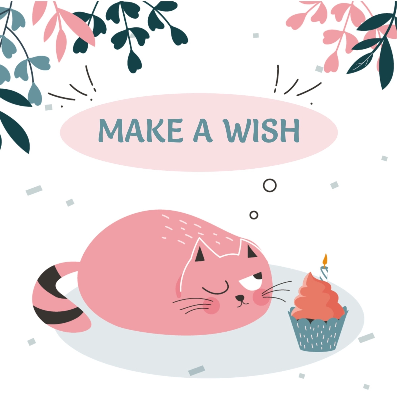 誕生日カード　カップケーキと猫, ロウソク, バースデーカード, 作成, 誕生日カードテンプレート