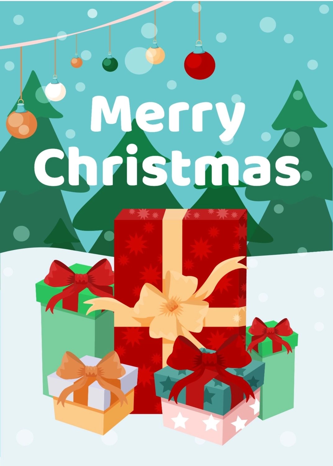 クリスマス　グリーティングカード　プレゼント, snow, Christmas card, create, message card template