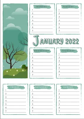 2022年1月の予定表, 2021, 2021, January, Planner template
