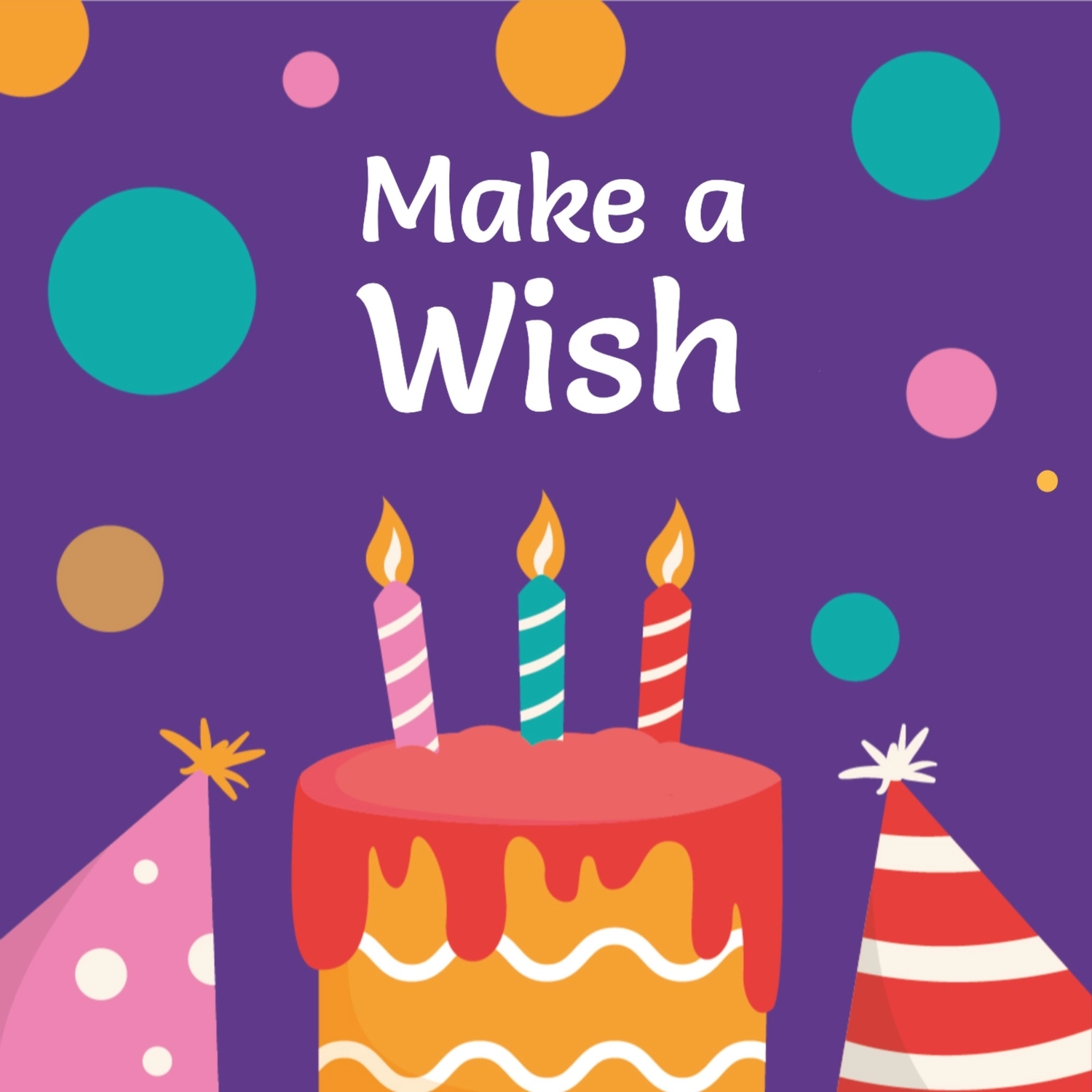 誕生日カード　バースデーケーキとパーティーハット, ろうそく, バースデーカード, 作成, 誕生日カードテンプレート
