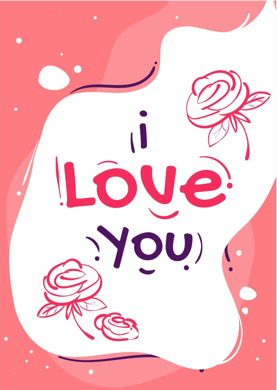 バレンタインデーグリーティングカード　薔薇とアイラブユー, 白地, 作成, デザイン, グリーティングカードテンプレート
