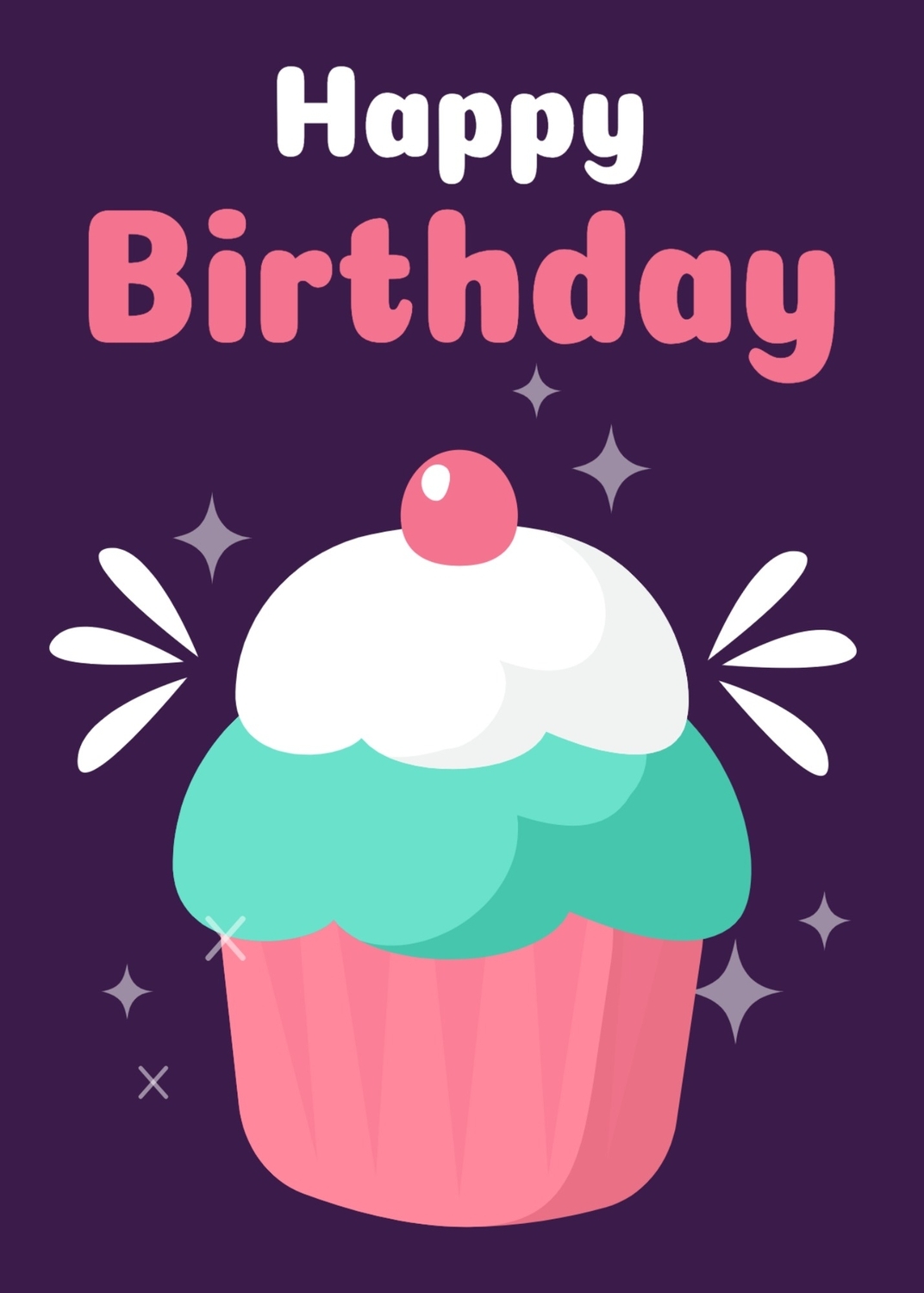 誕生日カード カップケーキの無料誕生日カードテンプレート 3428 デザインac