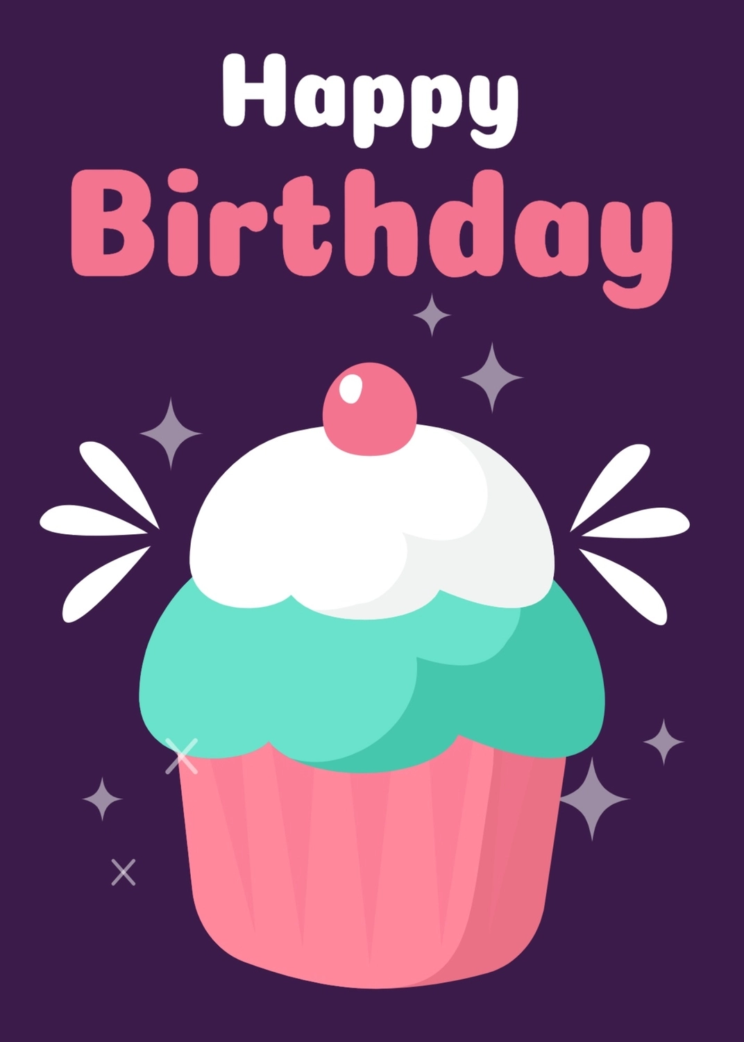 誕生日カード　カップケーキ, 微小的, 生日賀卡, 創造, 生日賀卡 模板