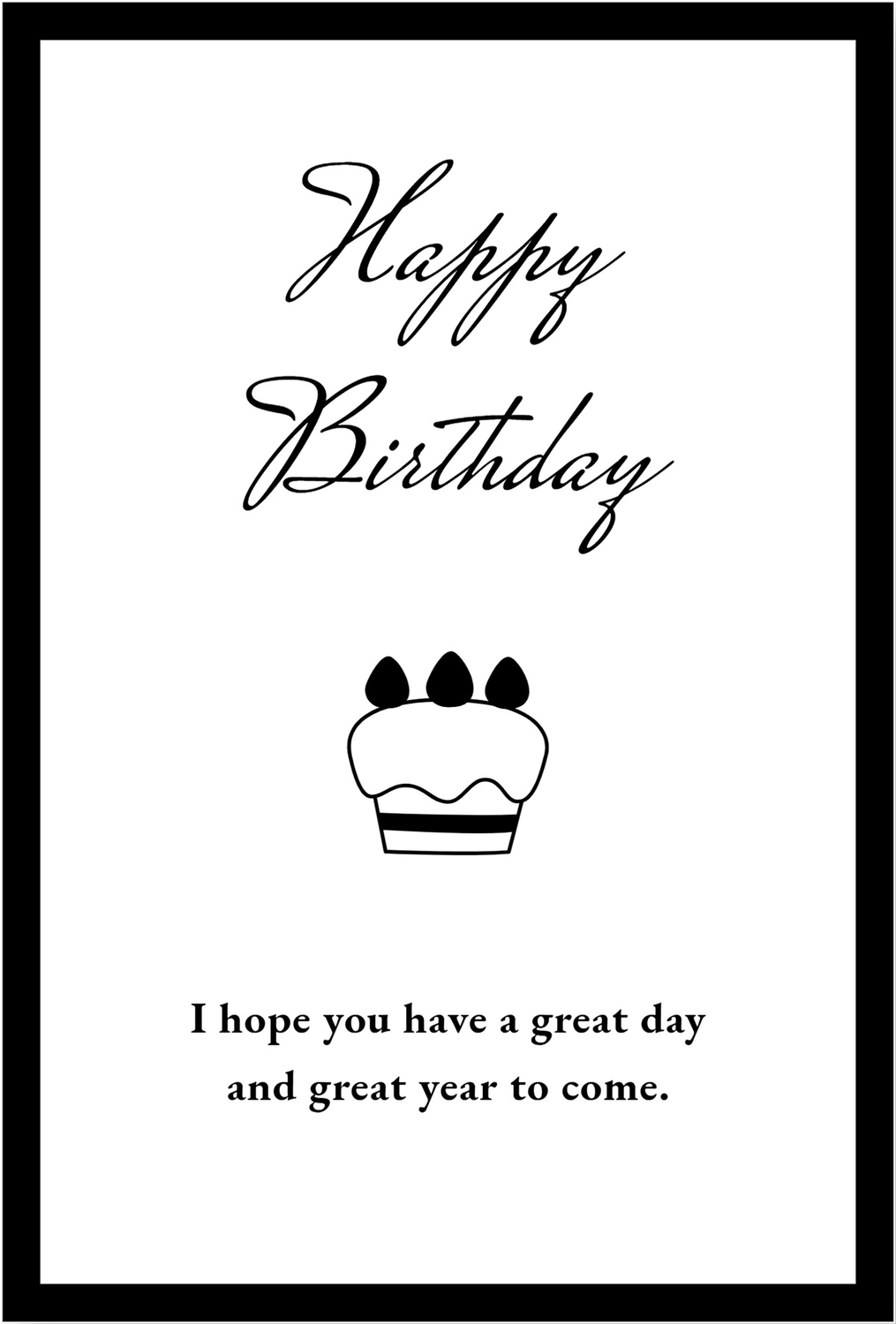 シンプルな誕生日カード, black and white, Postcard, create, Birthday Card template