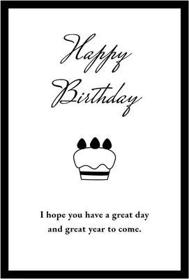 シンプルな誕生日カード, black frame, white background, simple, Birthday Card template
