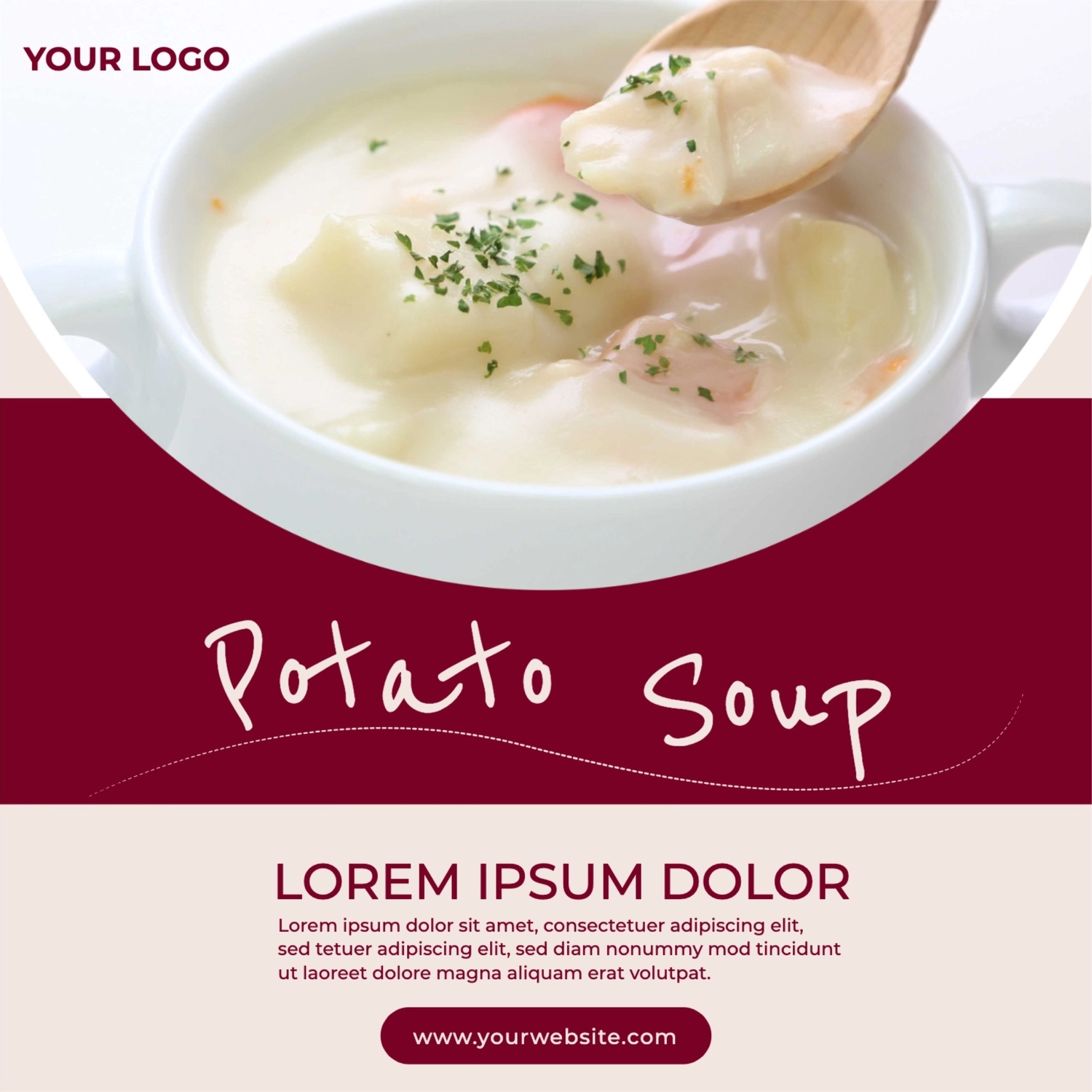 ポテトスープ, food, Cafe, restaurant, Instagram Post template