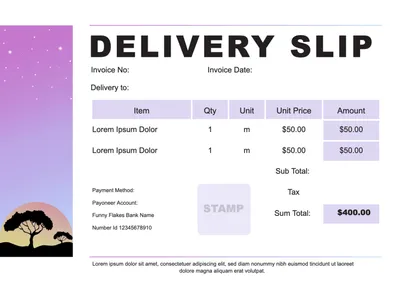 星空と木の納品書, delivery slip, template, Layout, Delivery Slip template