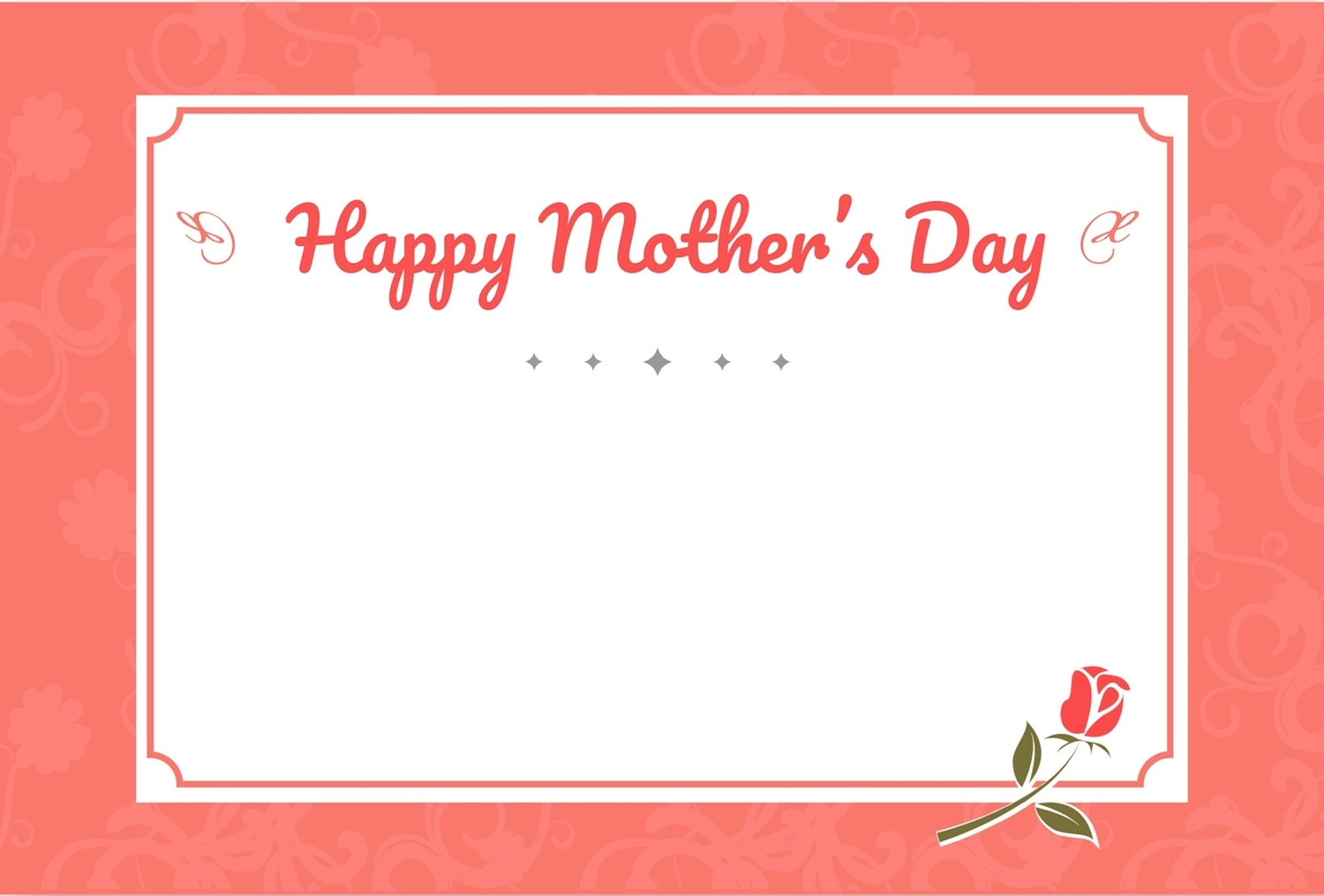 バラ一輪イラストの母の日カード, 5月, 作成, デザイン, メッセージカードテンプレート