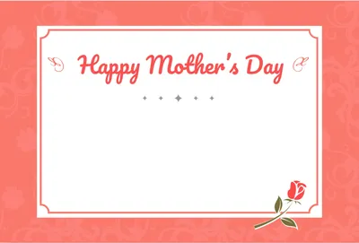 バラ一輪イラストの母の日カード, beside, Horizontal writing, margin, Greeting Card template