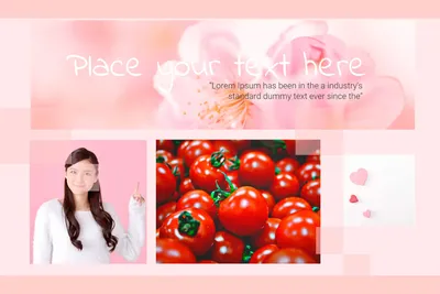 女性とトマトと花, Photo, collage, pink, Photo Collage template