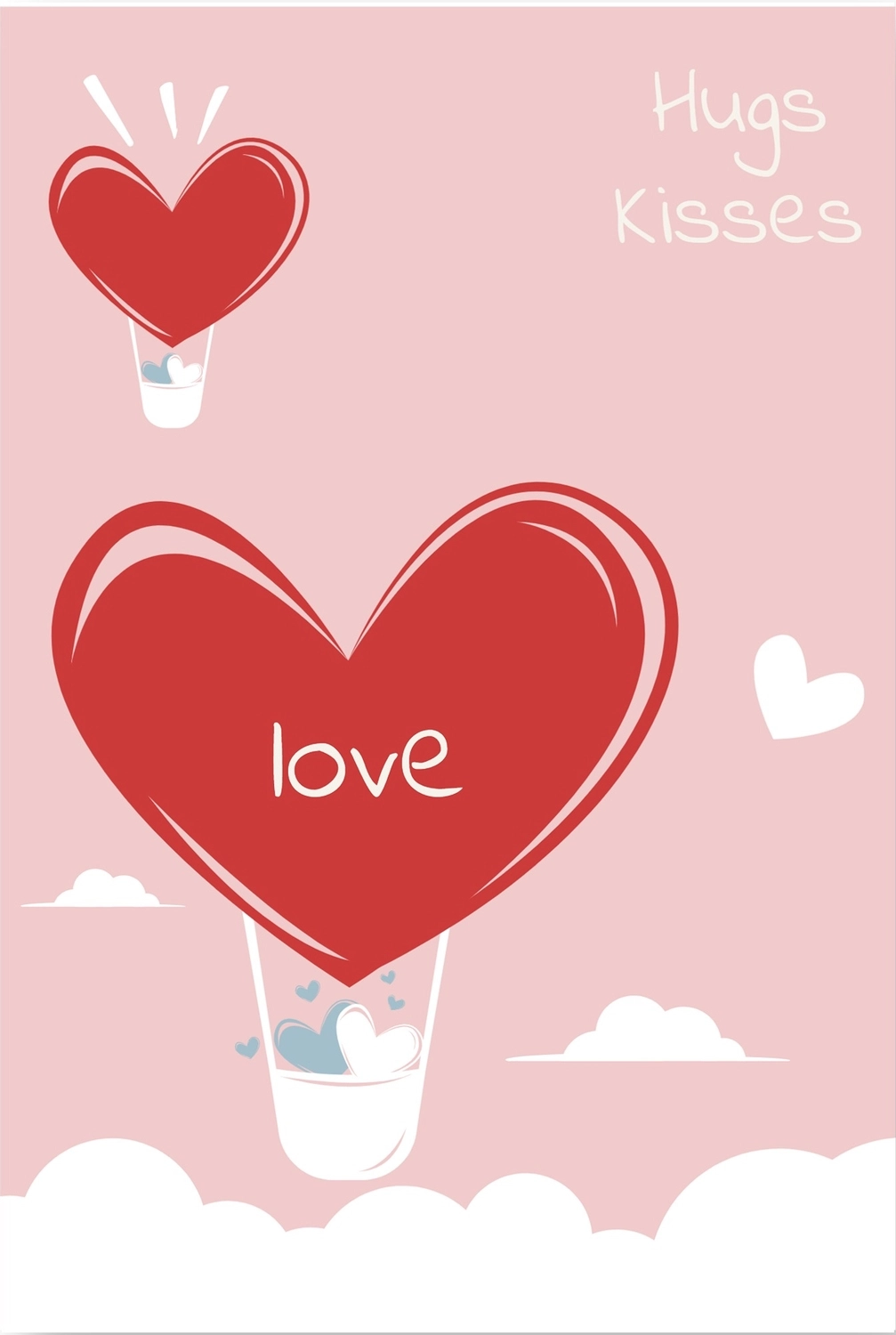 バレンタインデーグリーティングカード　ハートの気球, 白抜き, 作成, デザイン, メッセージカードテンプレート