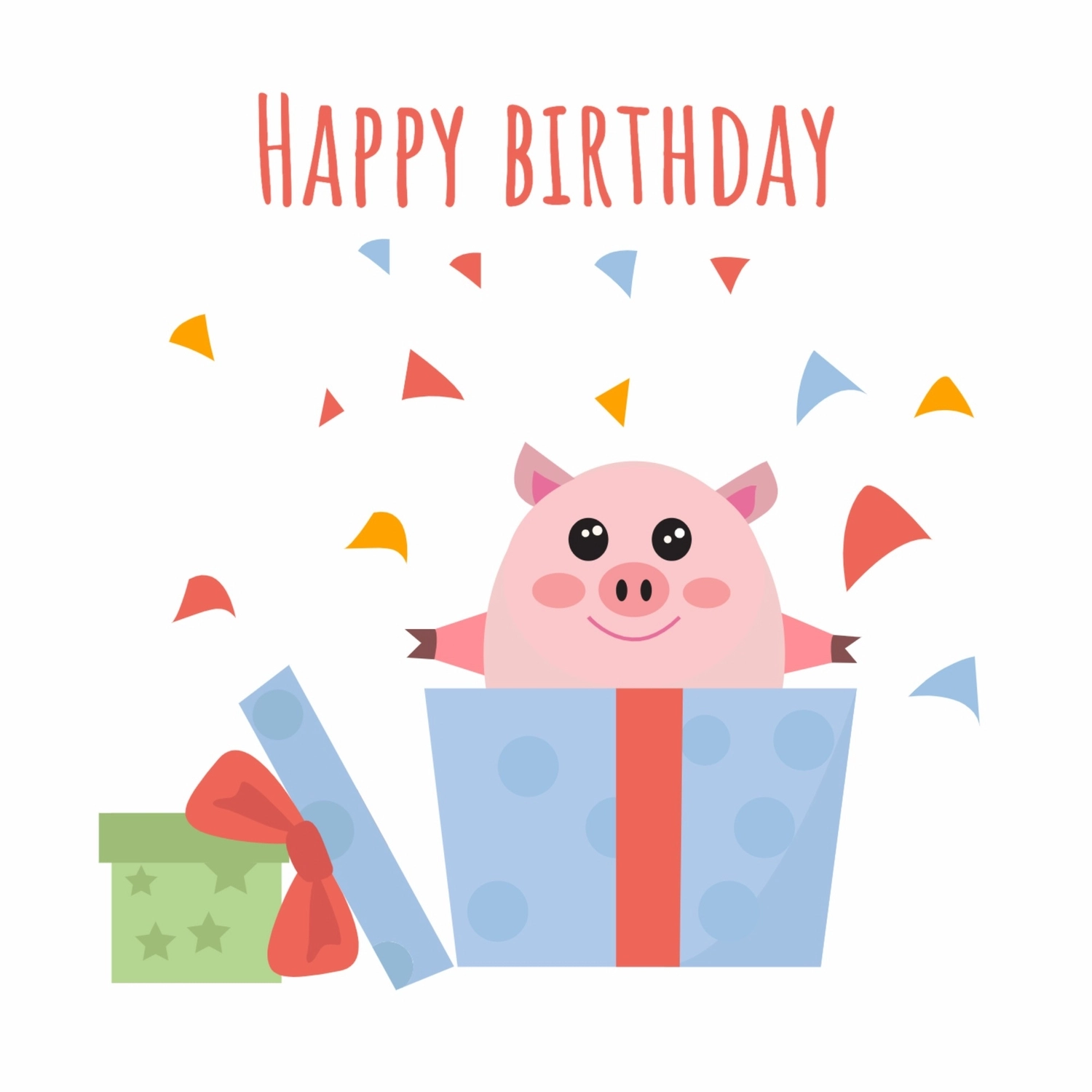 誕生日カード　子豚, Red, birthday card, create, Birthday Card template