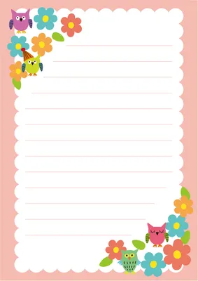 フクロウと花の便箋, letter paper, letter, letter, Letter template