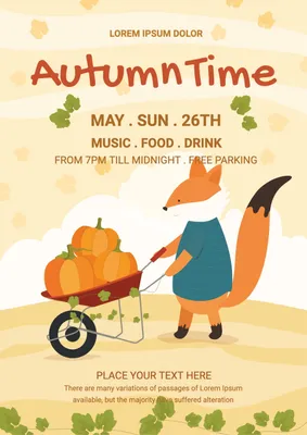 秋のイベント　きつね, Autumn, Fox, Fox, Poster template