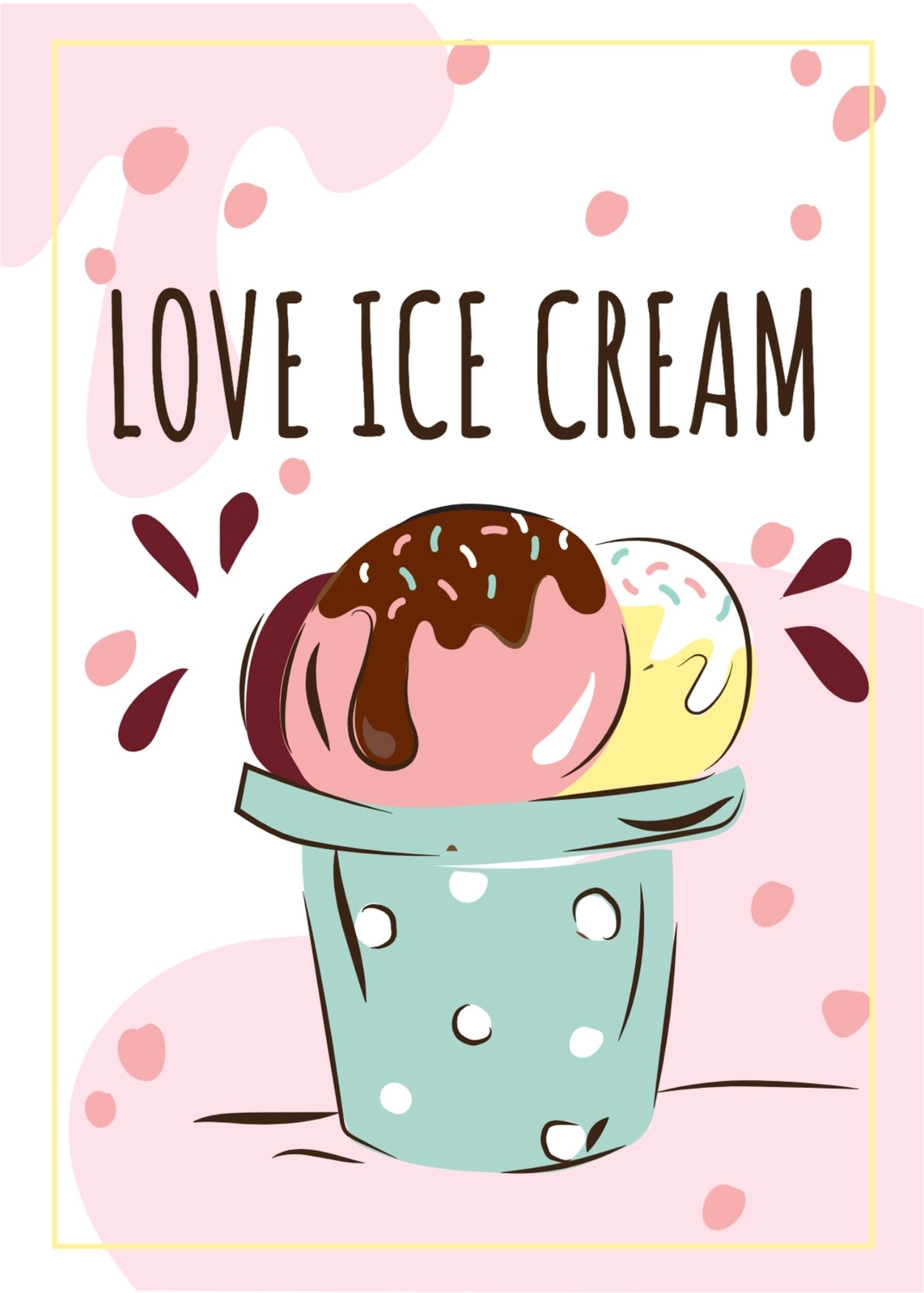 アイスクリームグリーティングカード　カップに入ったアイスクリーム, カップ, 作成, デザイン, メッセージカードテンプレート