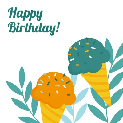 誕生日カード　アイスクリーム, Birthday card, birthday, card, Birthday Card template