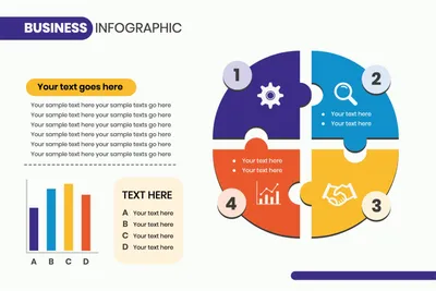 ジグソーパズルのビジネスインフォグラフィック, Infographic, template, Guidelines, Infographic template