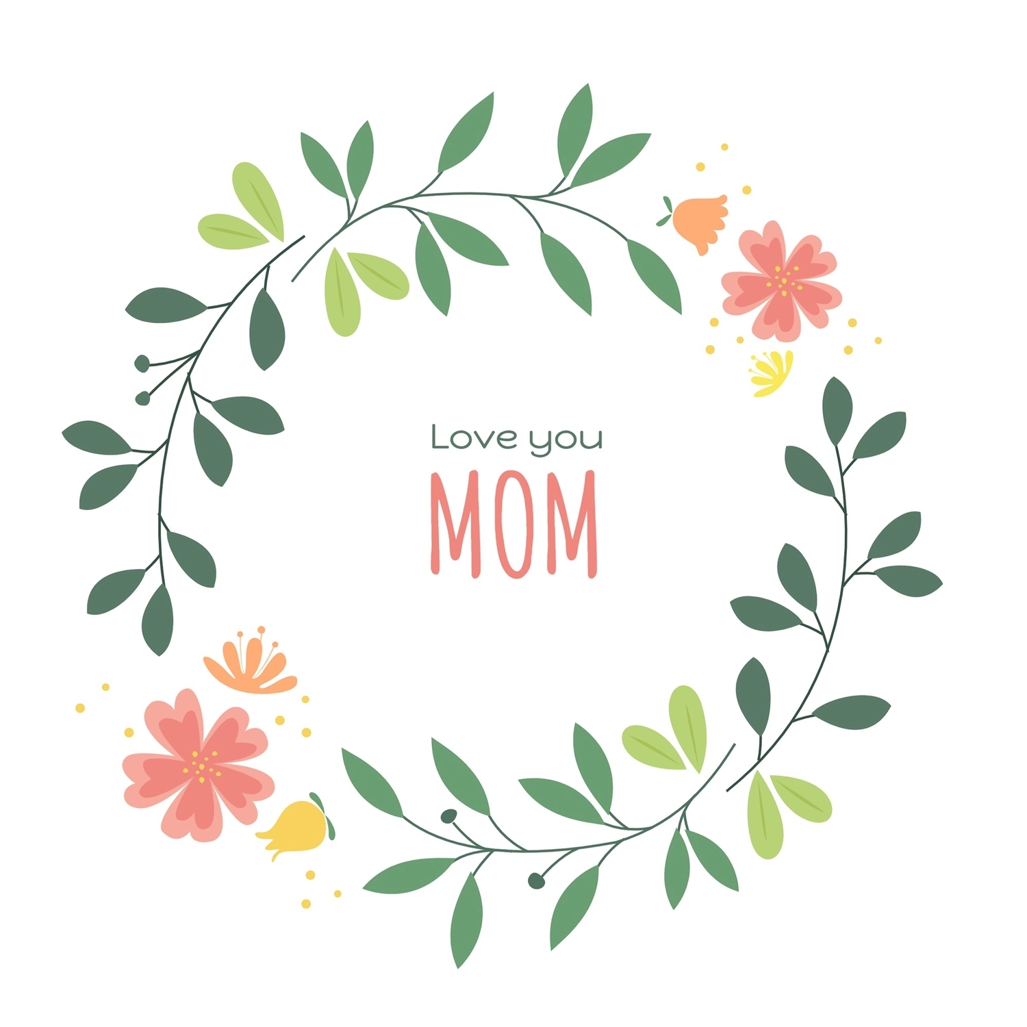 母の日グリーティングカード　花のリース, ボタニカル, 作成, デザイン, メッセージカードテンプレート