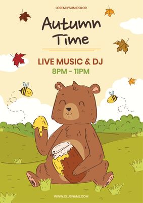 秋のイベント　熊, Live event, music, Music, Poster template