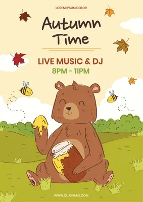 秋のイベント　熊, Live event, music, Music, Poster template