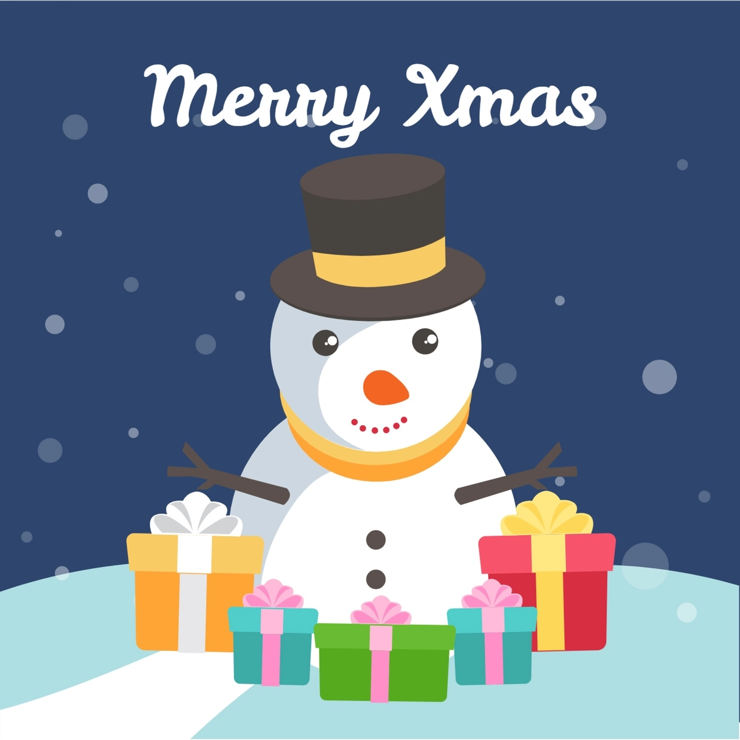 クリスマスグリーティングカード　雪だるまとプレゼント, プレゼント, クリスマスカード, 作成, メッセージカードテンプレート