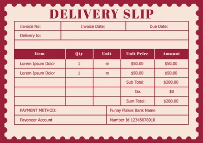 切手型の納品書, delivery slip, template, Layout, Delivery Slip template