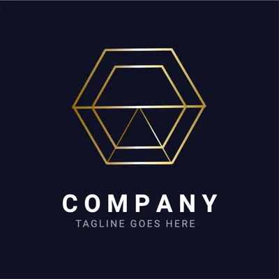 金色の六角形のロゴ, logo, Logo, Logotype, Logo template
