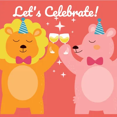くまの乾杯, Celebration, Let&#39;s celebrate, toast, Birthday Card template