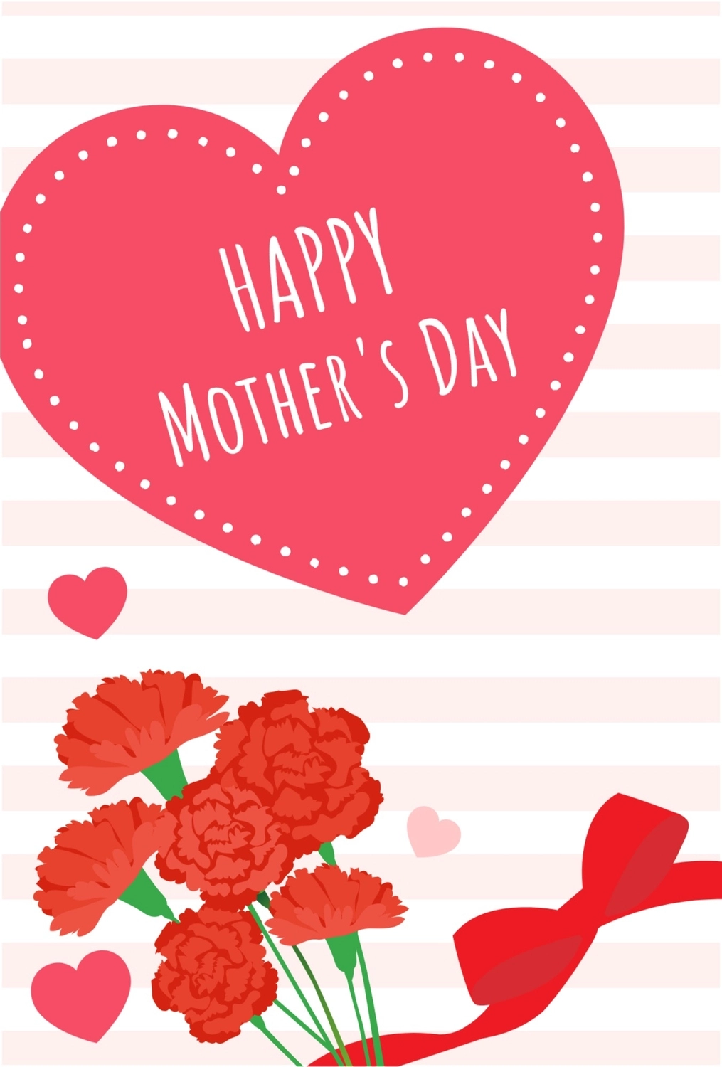 母の日グリーティングカード　ハートとカーネーション, heart, create, design, message card template