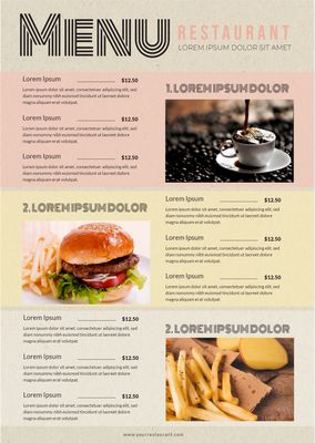 Menu template 3775, menu, Hamburger, coffee, Menu template