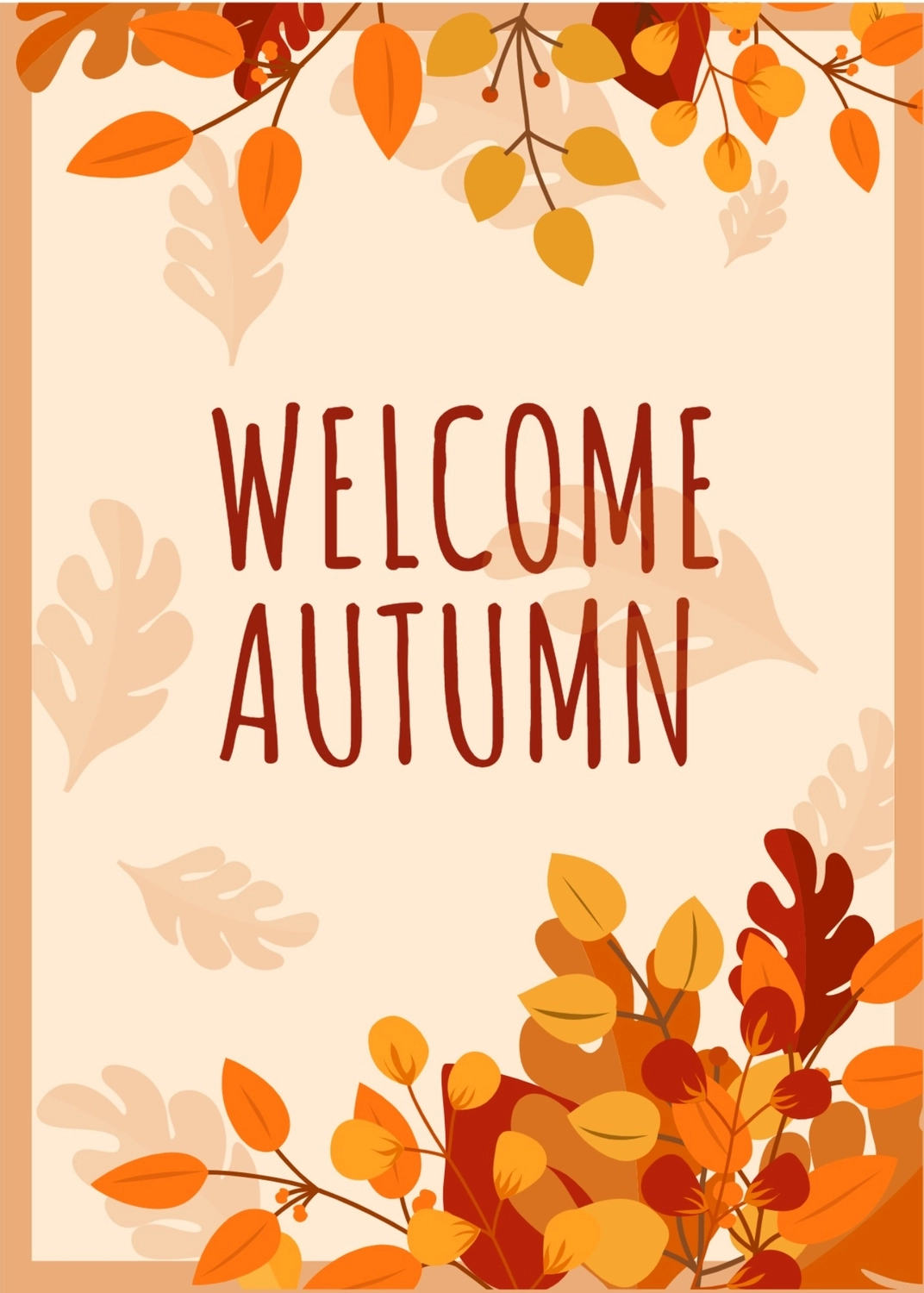秋のグリーティングカード　紅葉, 落ち葉, 作成, デザイン, メッセージカードテンプレート