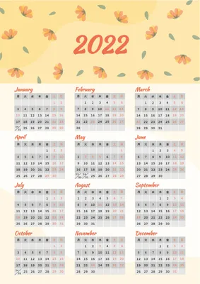 2022年オレンジ, 2022, calendar, schedule, Calendar template