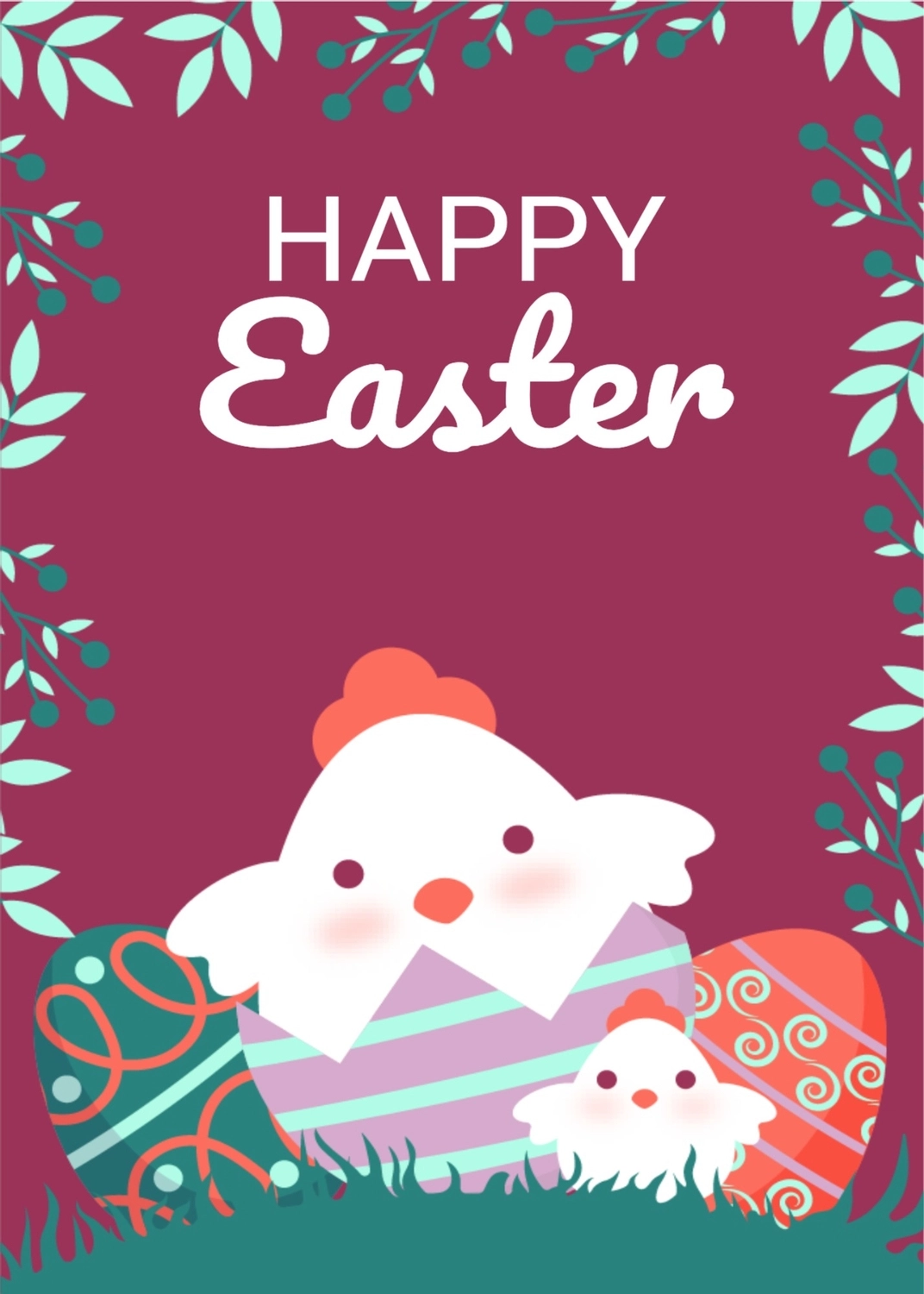 イースターグリーティングカード　ニワトリとイースターエッグ, Easter egg, create, design, message card template