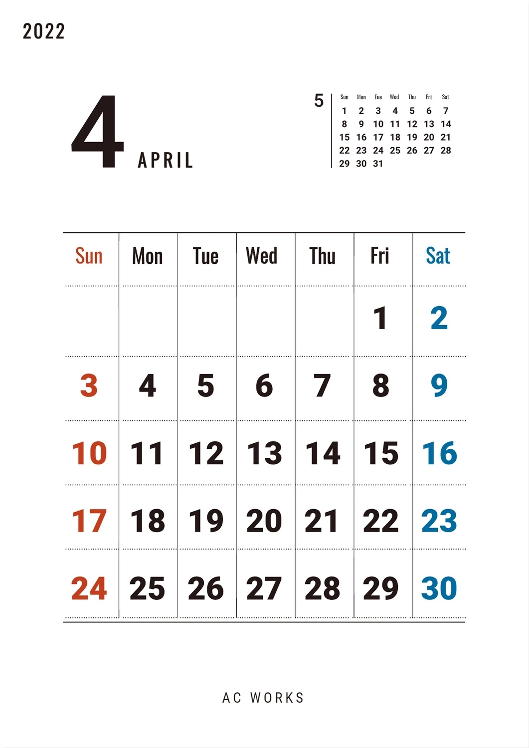 シンプルデザインのカレンダーの無料カレンダーテンプレート 6681 デザインac