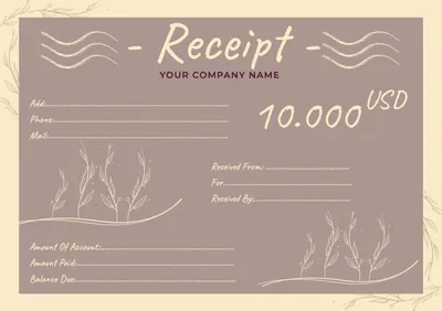 植物のイラストの領収書, receipt, template, Layout, Receipt template