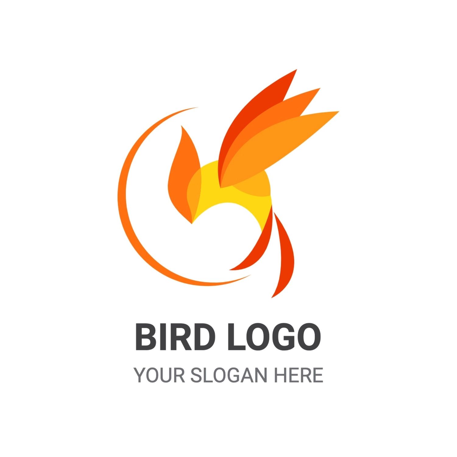 オレンジの鳥のロゴ, イラスト, 作成, デザイン, ロゴテンプレート