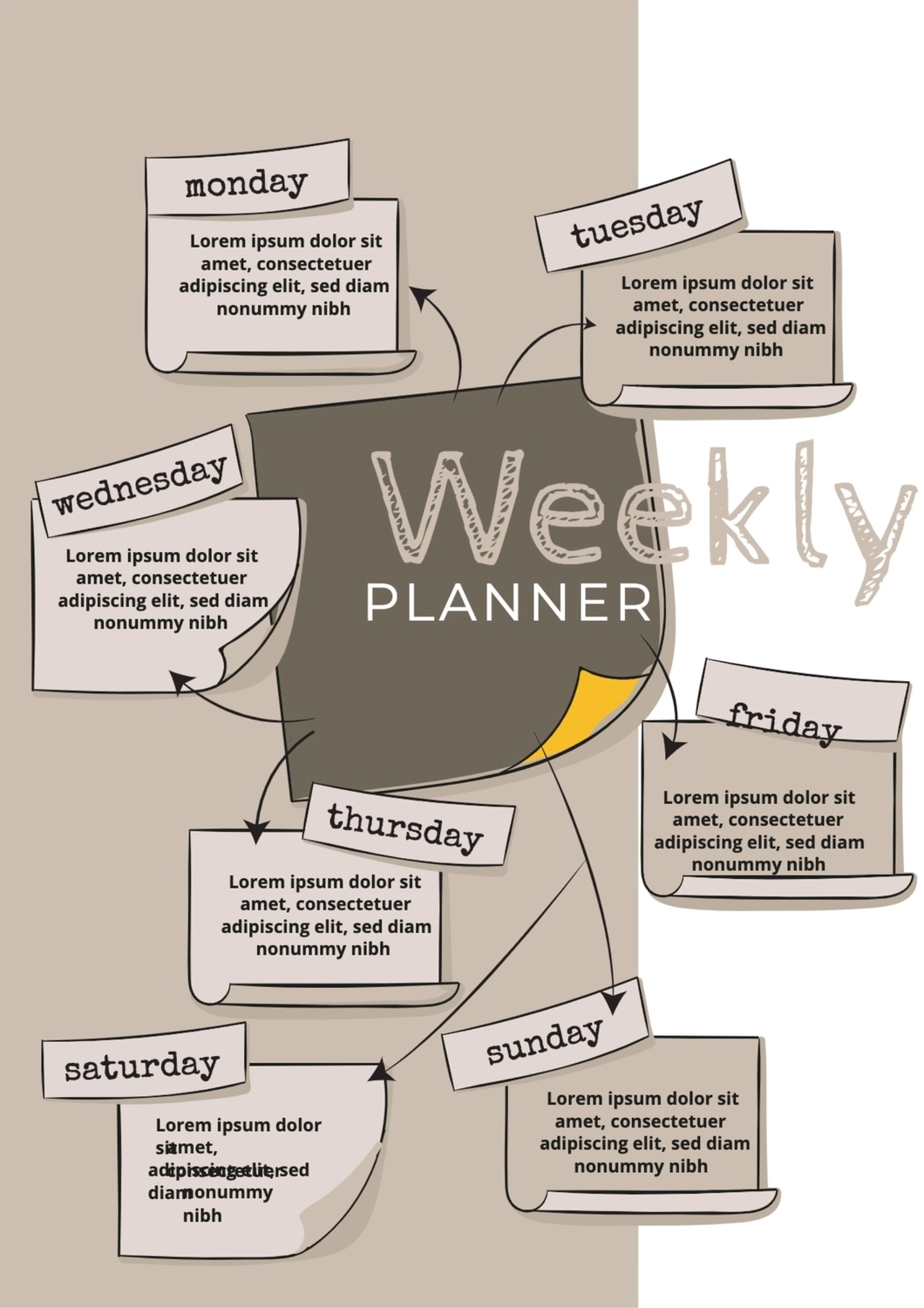 モノトーンの計画メモ, create, design, edit, Planner template