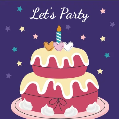 レッツパーティー ケーキ, cake, event, birthday, Birthday Card template