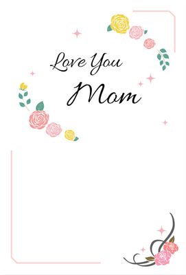 カラフルな薔薇の母の日カード, 縦, 横書き, バラ, グリーティングカードテンプレート
