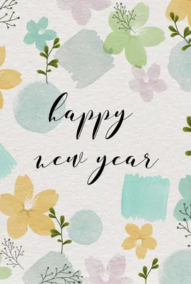 年賀状　淡い色の花, HAPPY NEW YEAR, Design letters, Felt-tip pen, New Year Card template