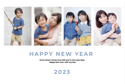 写真フレーム年賀状　4つ並んだ長方形フレーム, happy, new, year, New Year Card template